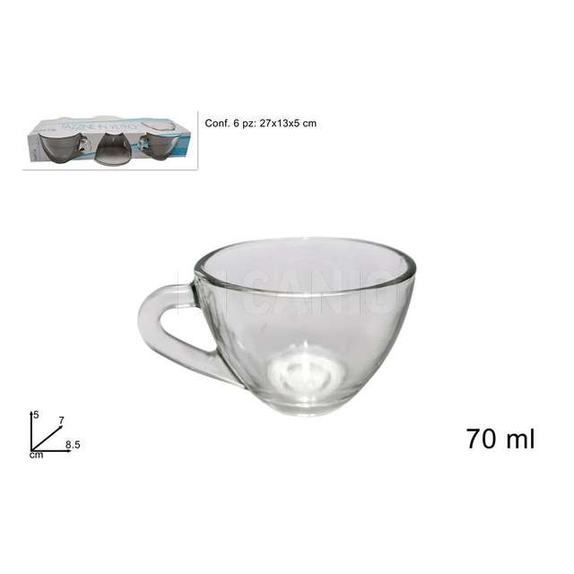 Set 6 pz tazzine vetro basse 70 ml - Principale