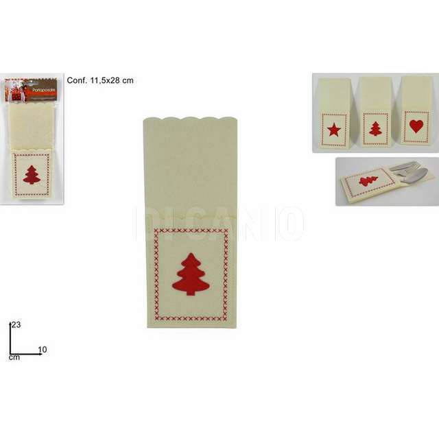 Portaposate feltro natale bianco rosso 3 assortito - Principale