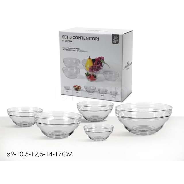 Set 5 contenitori in vetro tondi - Principale