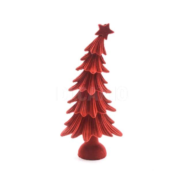 Albero rosso floccato in resina 14x9xh.29 cm - Principale