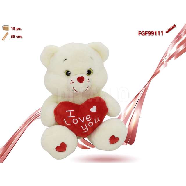 Orso peluce con cuore ii love you cm.35 - Principale