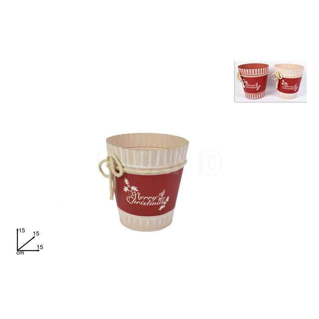 Vaso latta tondo merry christmas con cordon.diam.15cm 2col.19ng1031133 - Principale