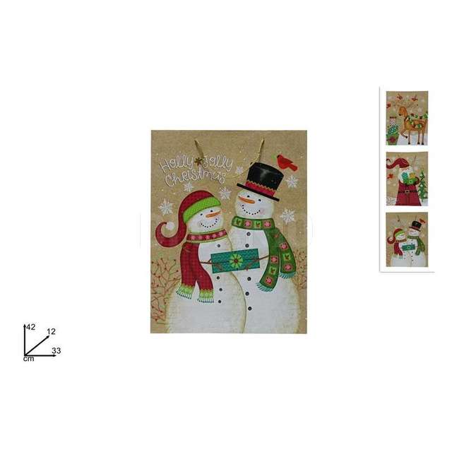 Busta regalo natalizia effetto legno 3 assortiti 42x33x12 cm. - Principale