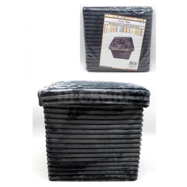 Pouf quadrato velluto rigato cm.35x35 grigio - Principale