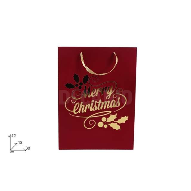 Busta regalo rossa velluto con scritta oro 30x12x42 cm. - Principale