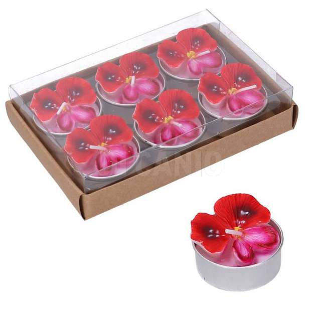 Candela paraffina confezione 6 pezzi fio re rosso cm13,7x9h3,5 - Principale
