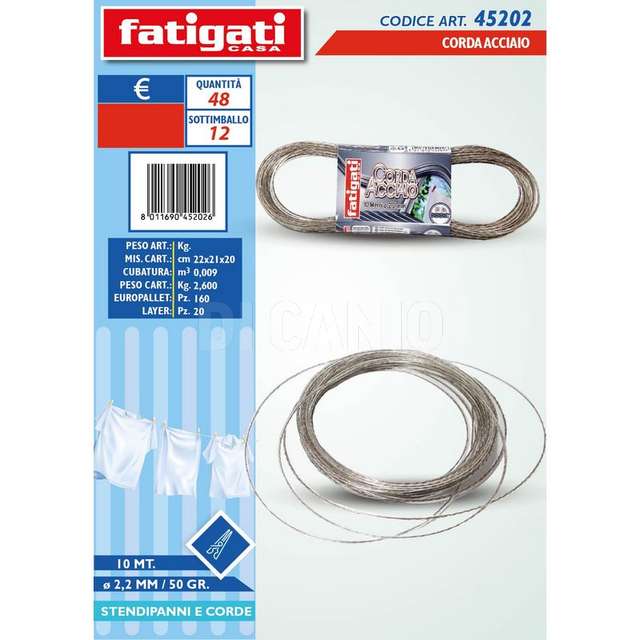 Corda acciaio 10 mt dm.2.2mm 50 gr - Principale