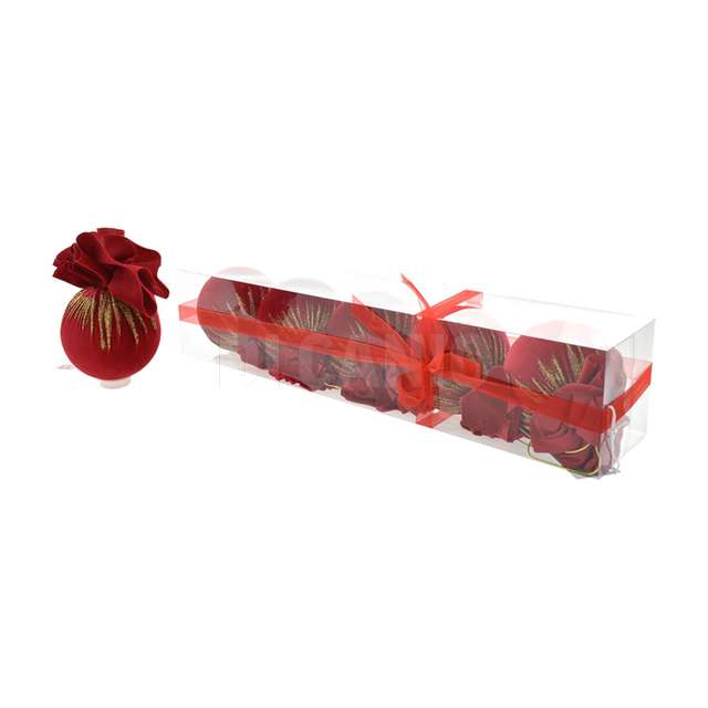 Box 5 sfere 11cm dec.62 rosso oro - Principale