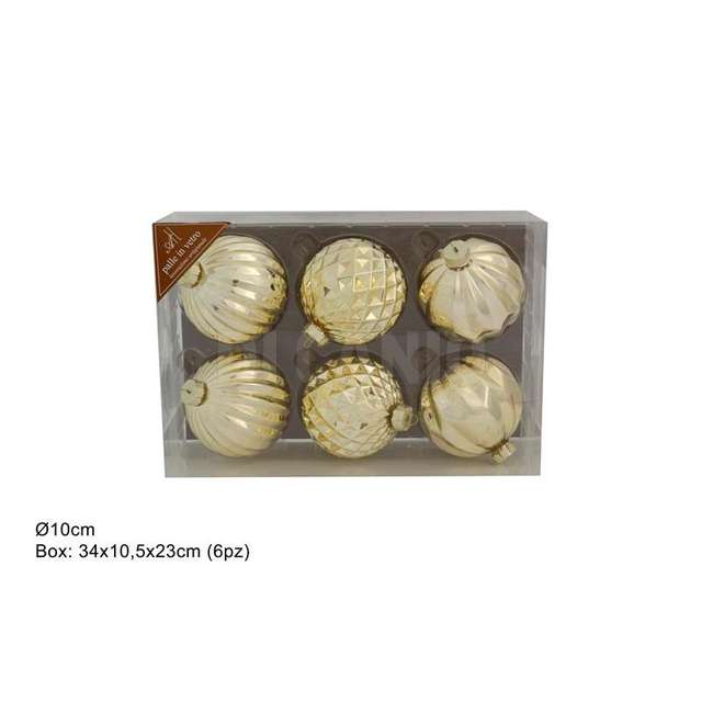 Palle vetro 10cm 3ass. oro in pvc box art.660004 - Principale