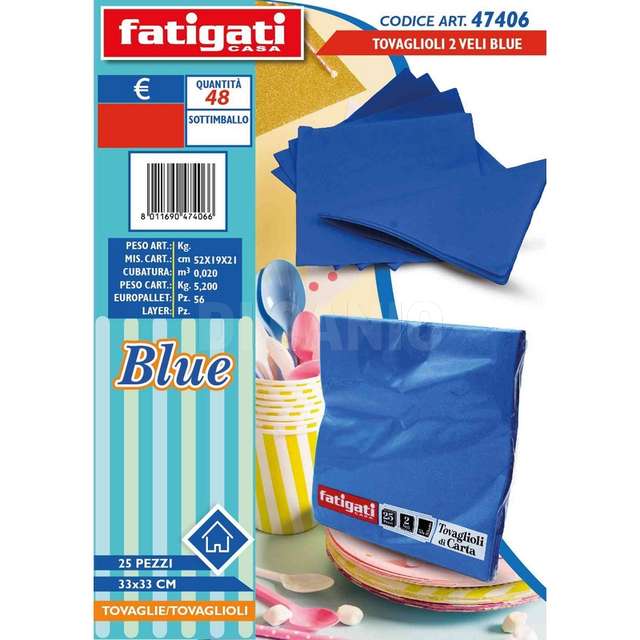 Tovaglioli 2 veli blu 25 pz cm.33x33 - Principale