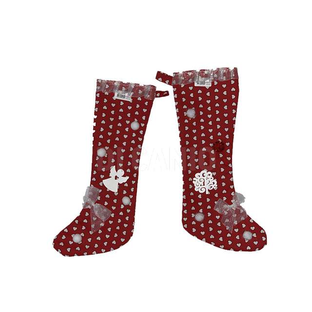 Calza befana 50 cotone stampato cuore con appednino assoritia - Principale