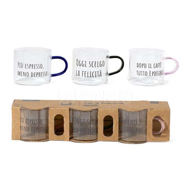 Set 3 tazzine in vetro borosilicato 100ml assortite - Principale