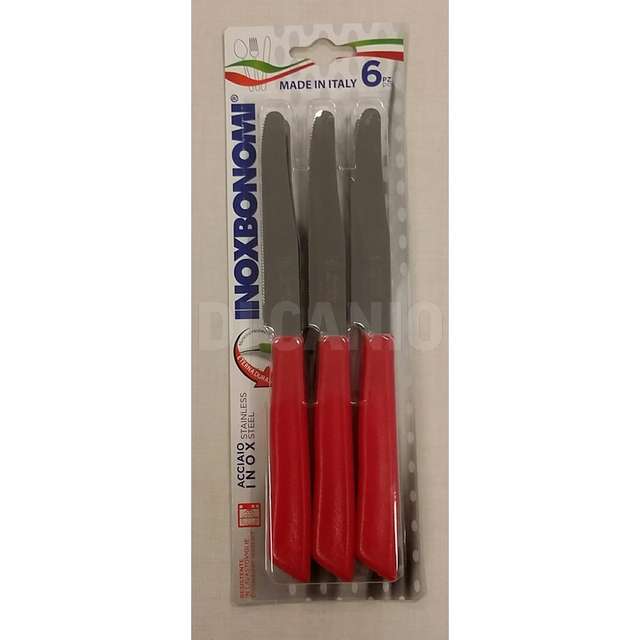 Blister 6 pz coltello tavola rosso bonomi - Principale