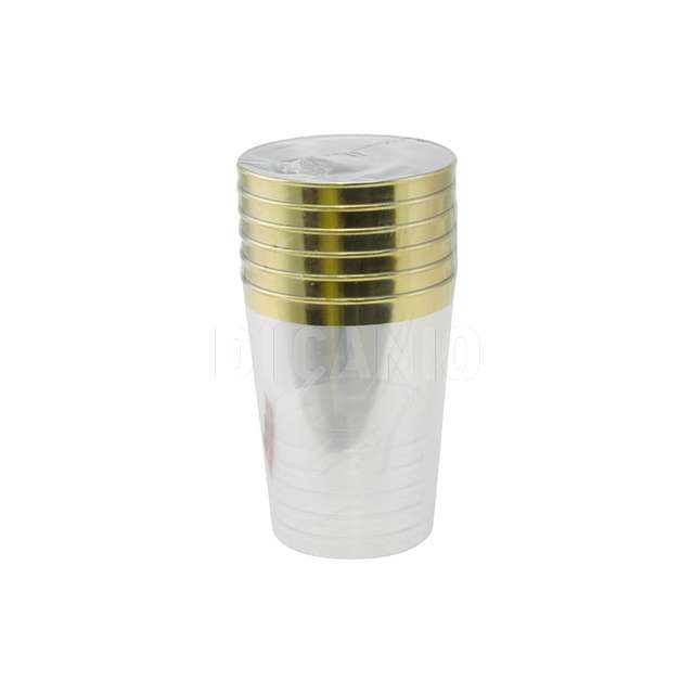 Set 6 bicchieri 295ml b/oro plastica - Principale