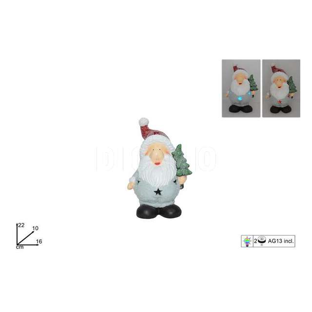 Babbo natale con albero di natale con luci batt.cm 22 art.27145-1 - Principale