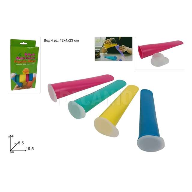Set 4 pz formine colorate per ghiacciolo con tappo - Principale