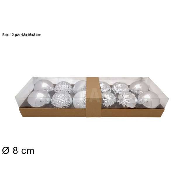 Palle 12 pz. 8 cm. silver - Principale