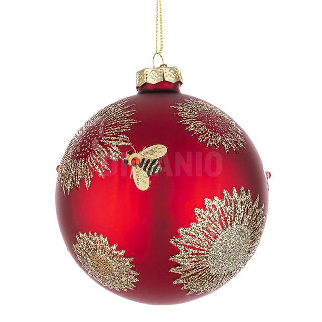 Sfera vetro honeybee rosso pieno diametro 100 - Principale