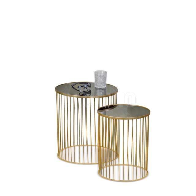 Set 2 tavolini ferro e vetro d32x40/d41x45 - Principale