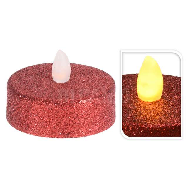 2 tealight xl led glitter rosso - Principale