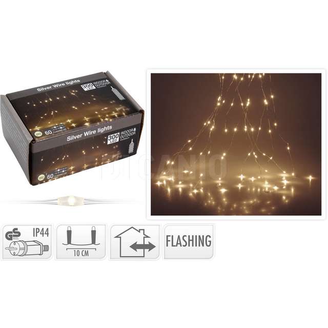 Cascata f/arg 300led bco caldo mt. 3,10 - Principale