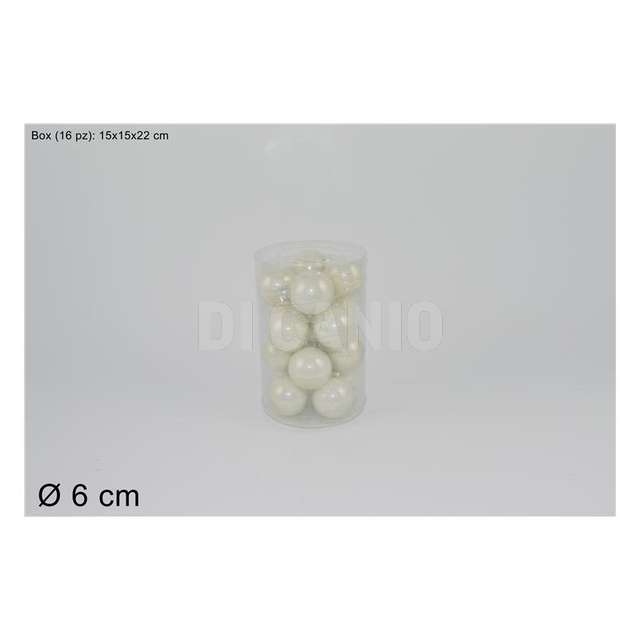 Set 16 palle vetro 6 cm. perlate bianco51605-16 w-pearl - Principale