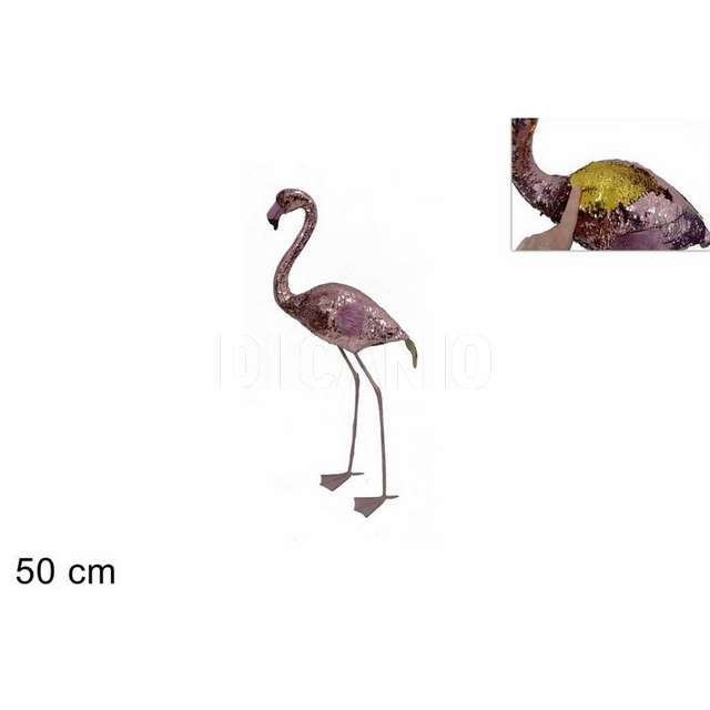 Fenicottero 50cm paillettes bicolore rosa_oro d.e. - Principale