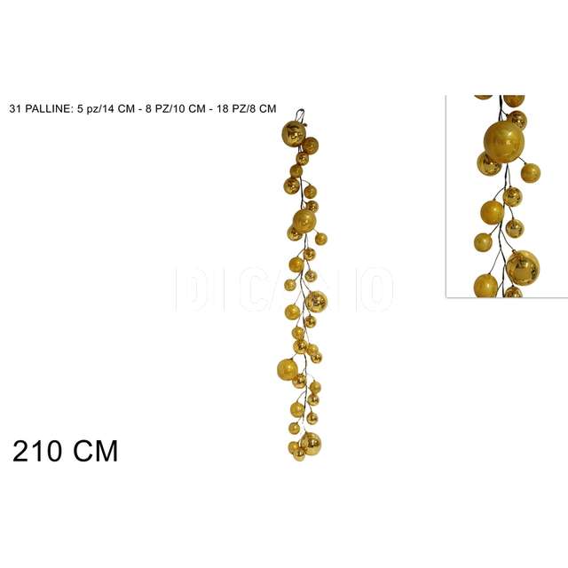Ghirlanda 31 palline 210 cm. oro - Principale