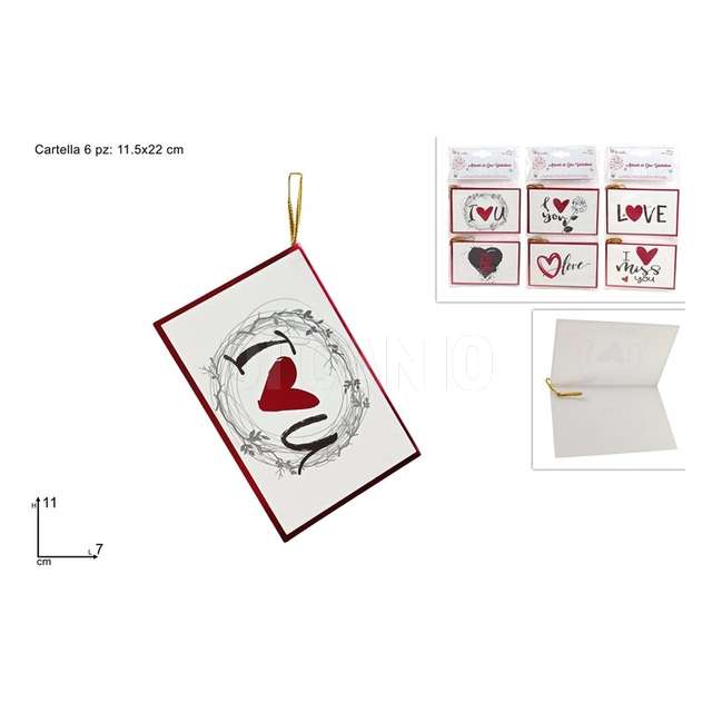 Set 6 pz bigliettini san valentino 3 assortiti - Principale