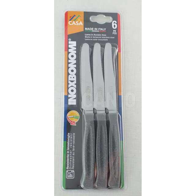 Blister 6 pz. coltello tavola bivalva grigio pietra bonomi - Principale