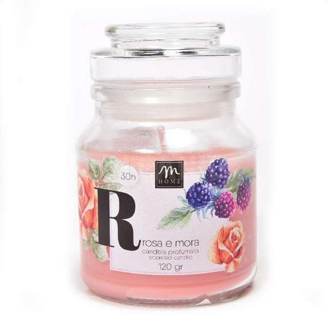 Candela in barattolo vetro rose e more selvatiche d.7cmx10cm h.130 gr - Principale