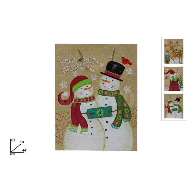Busta regalo natalizia effetto legno 3 assortiti 61x44x18 cm. - Principale