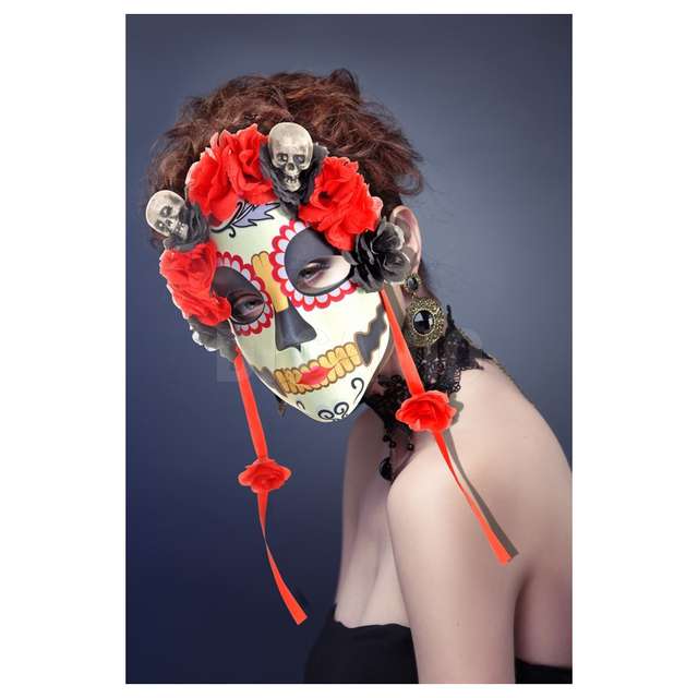 Maschera teschio con fiori e pendenti fiori p - Principale