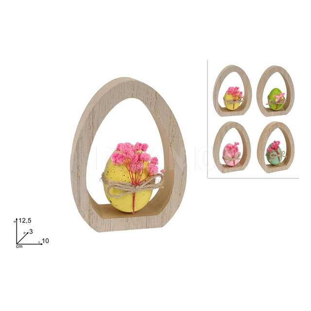 Decorazioni uovo pasquale in legno cm.12.5 4 colori - Principale