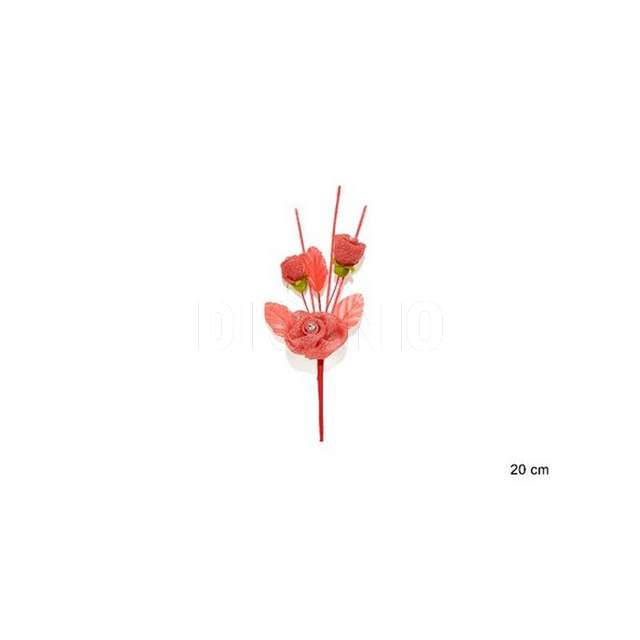 Spillone fiore tessuto c_strass ross0 (12_120) due esse. - Principale
