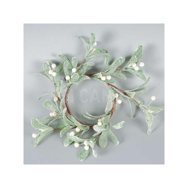 Coroncina vischio dm.25 green w/pearl white - Principale