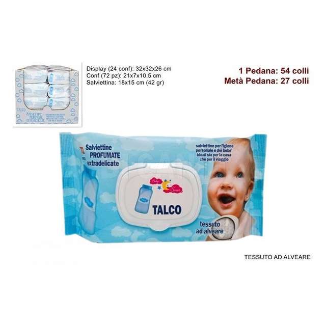 Salviettine detergenti 72 pz talco 42 gr - Principale