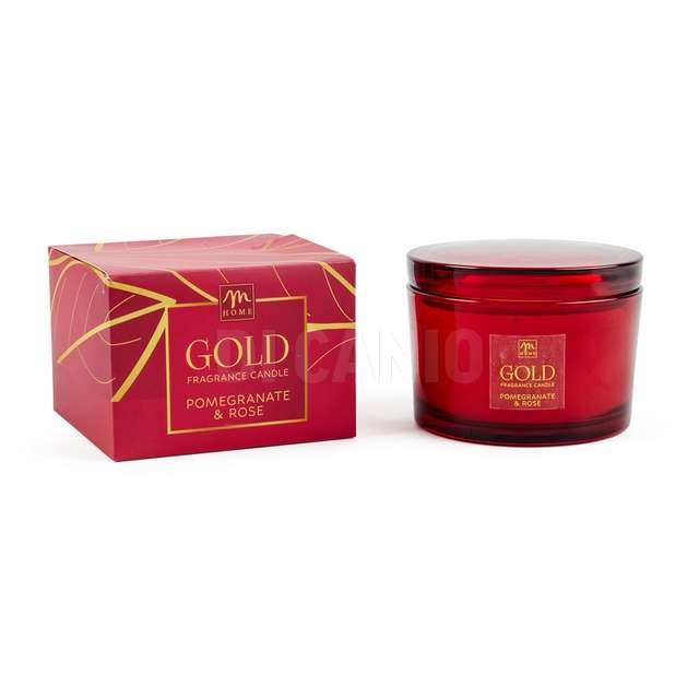 Candela pomegranate rose in cera e vetro 430gr. 13.5x13.5xh.10 cm - Principale