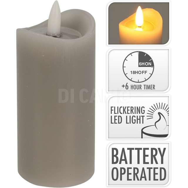 Candela grigia led 5x10cm - Principale