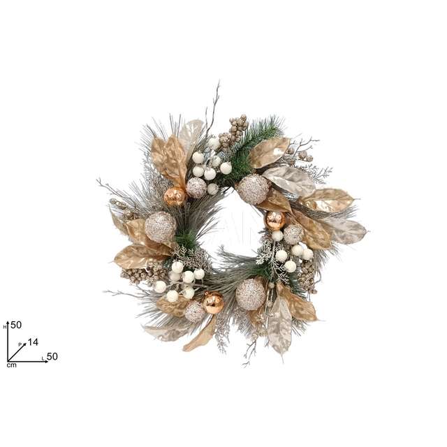 Dietroporta 50 cm. con foglie oro/champagne con bacche - Principale