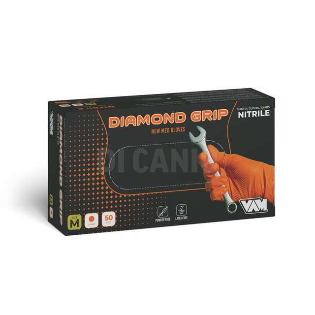 Conf. 50 pz guanti in nitrile arancio senza polvere vam diamomd tg. m - Principale