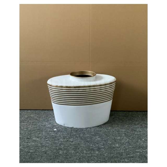 Vaso metallo 27.5x22x38.5 bianco oro - Principale