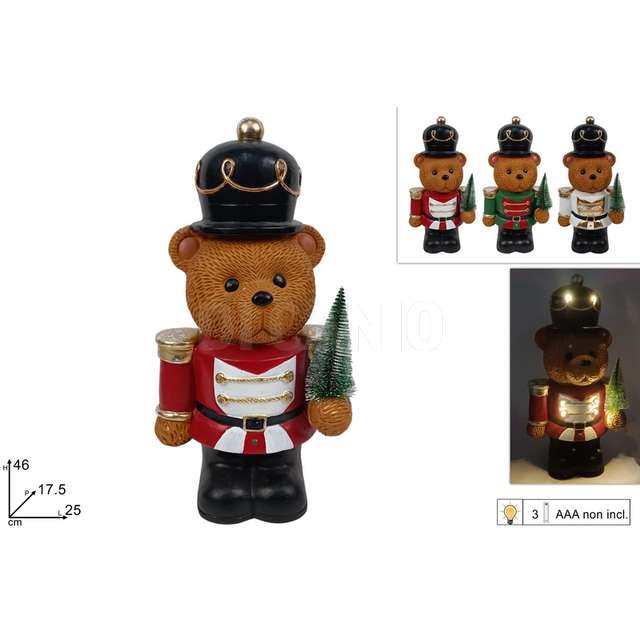 Orso soldato 46 cm. con alberello con luci 3 ass. - Principale