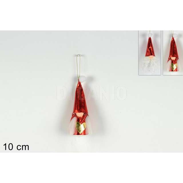 Gnomo di natale 10 cm. con tessuto laminato rosso 2 ass.. - Principale