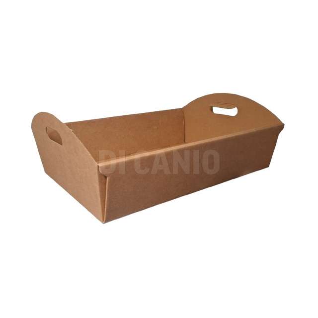 Cesto in carta cannettato avana con manici avana cm.21x40 - Principale