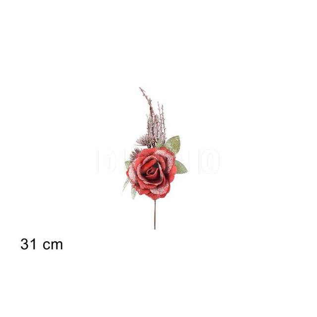 Stelo rosa innevata rosso b6m-6683 red - Principale