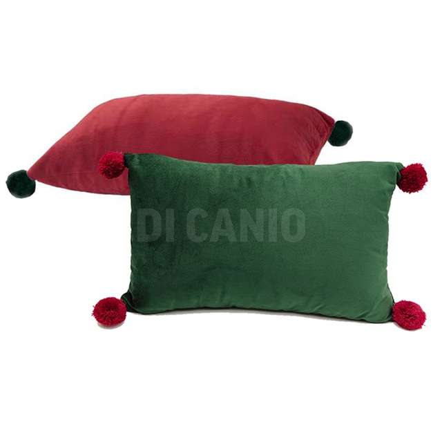 Cuscino 30x50cm velluto c/pom pom - colori ass.ti - Principale