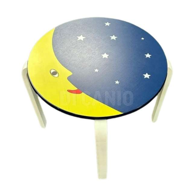 Tavolo baby tondo in legno decoro luna e stelle - Principale