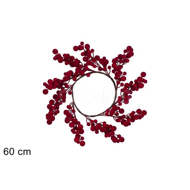 Dietroporta 60cm c bacche effetto velluto bordeaux - Principale