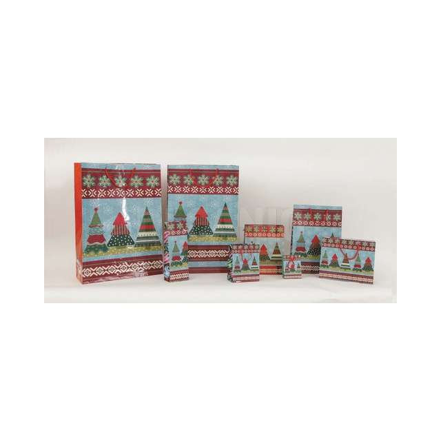 Busta regalo cm.12x15 dec.alberi colorati euron.-v-52217 - Principale